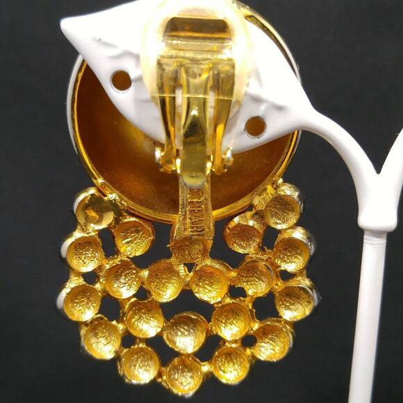 Vintage Edwin Pearl Runway Earrings, Gold Plate, 1950s Mid-century Modern - Picture 5 of 9